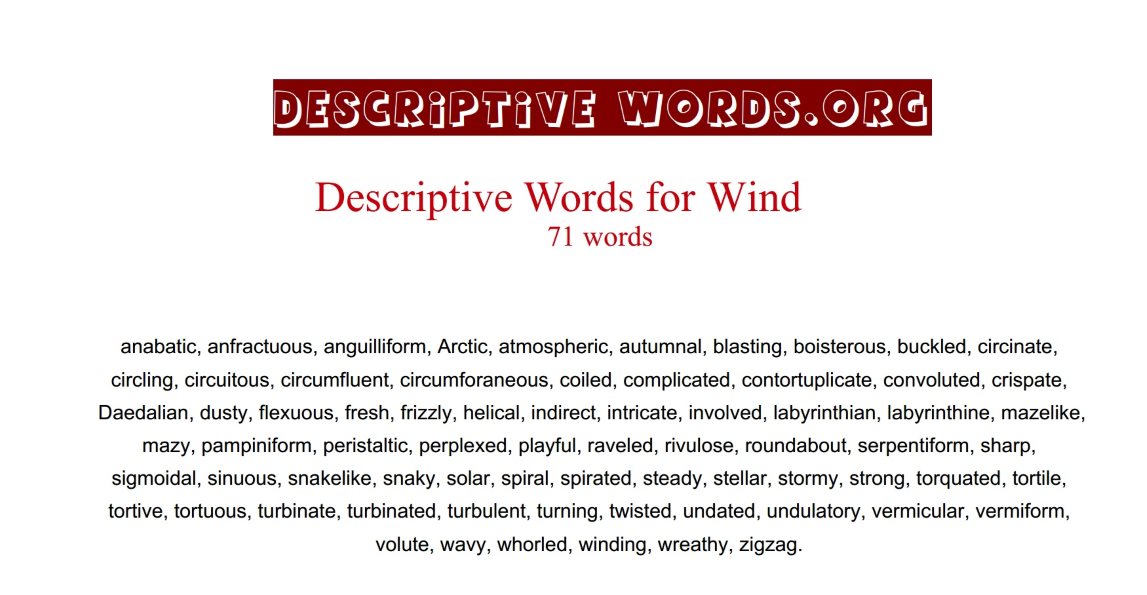 Descriptive Words For Wind Descriptive Words List Of Adjectives Word 