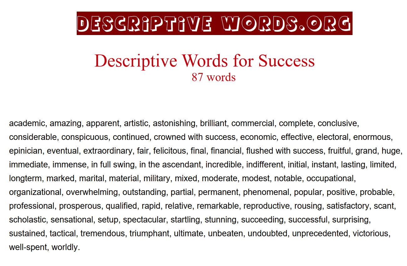 What Are Descriptive Words That Start With T