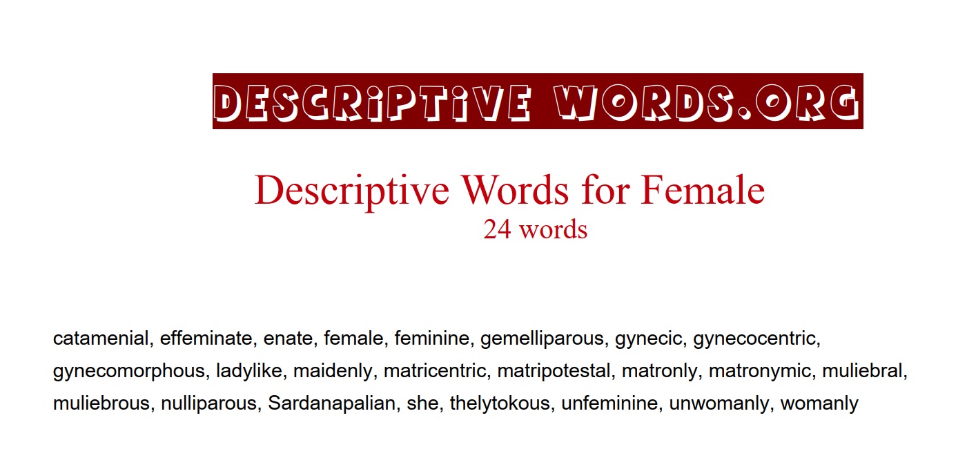 Descriptive Words For Female Descriptive Words List Of Adjectives Word Reference