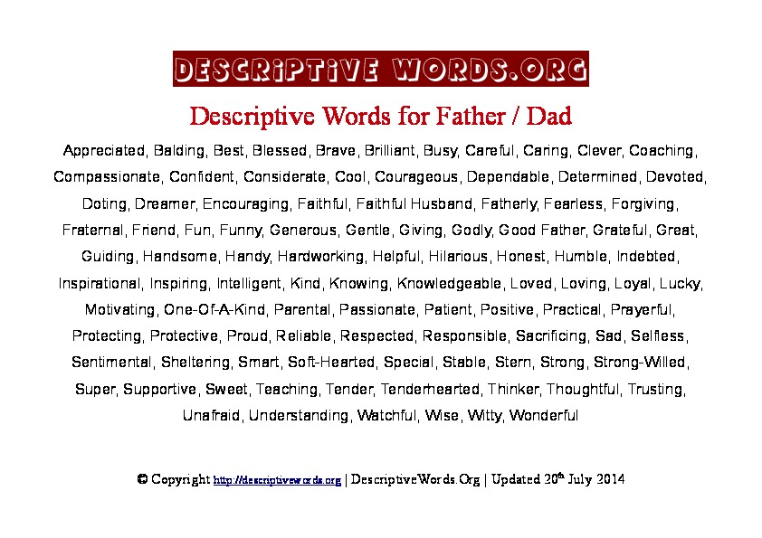 Father Descriptive Words