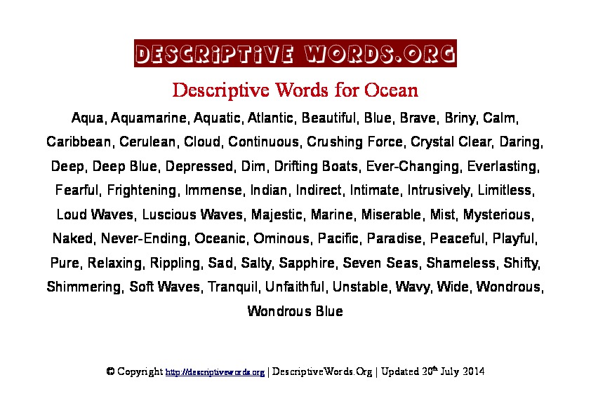 5 letter words that can be formed from ocean